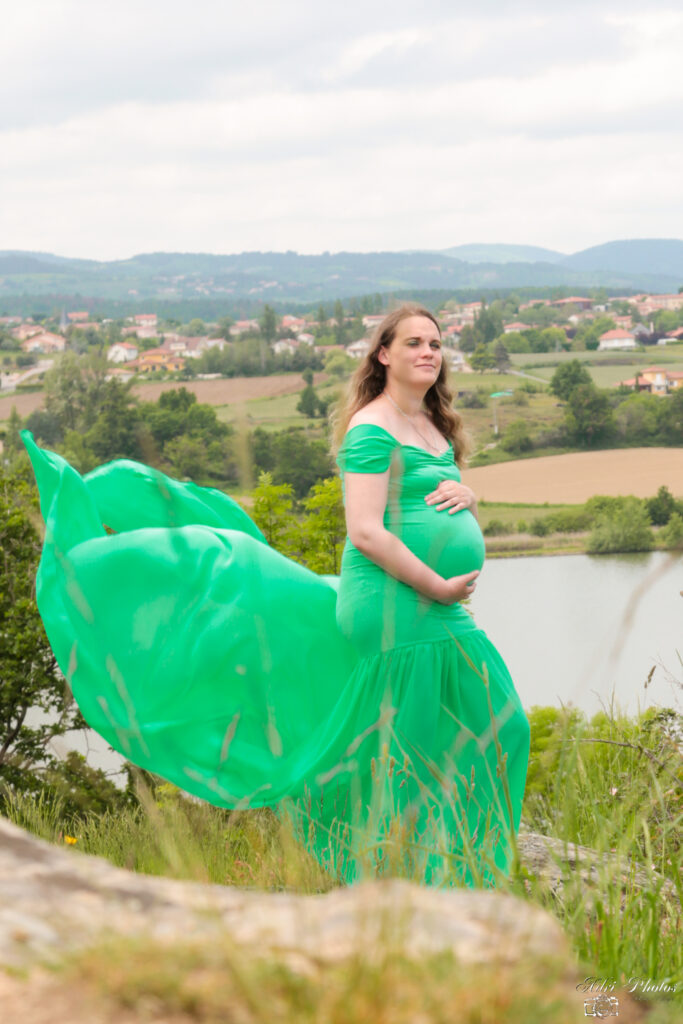 photographe montbrison grossesse robe volante verte